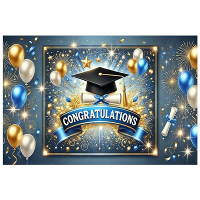 Congrats Grad Photocall Backdrop Reusable Colorful Photo