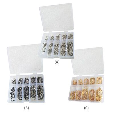 100Pcs/box Fishing Hooks Set Carbon Steel Single Circle