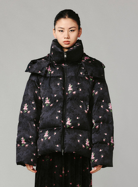 UOOYAA/乌丫欧式墙纸纹样花朵羽绒服