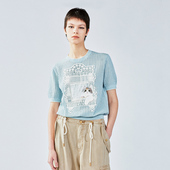 乌丫2025夏季 新款 「我爱我家」我家 UOOYAA 猫贴布刺绣毛衫 T恤