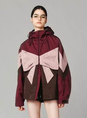 UOOYAA/乌丫可脱卸内胆蝴蝶结缎面提花机能羽绒外套