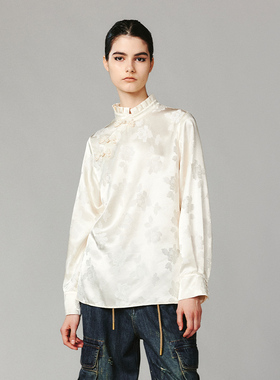 UOOYAA/乌丫浪漫华丽中式盘扣立领衬衫