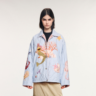 式 UOOYAA 「奇幻海底」印花刺绣两穿衬衫 新款 棉服 乌丫2025冬季