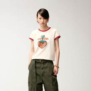 「奇幻都市」吉他草莓Ringer 新款 T恤 乌丫2026春季 UOOYAA