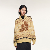 UOOYAA 「伤心小熊」费尔岛雪橇领毛开衫 乌丫2025冬季 新款