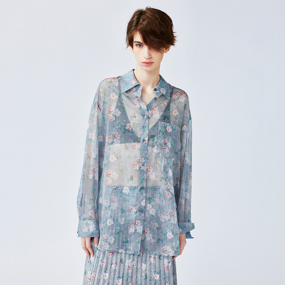 UOOYAA/乌丫浪漫墙纸碎花衬衫