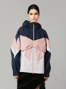 UOOYAA/乌丫可脱卸内胆蝴蝶结缎面提花机能羽绒外套