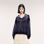 新款 UOOYAA 乌丫2025冬季 「奇幻都市」洗褪做旧海军领卫衣