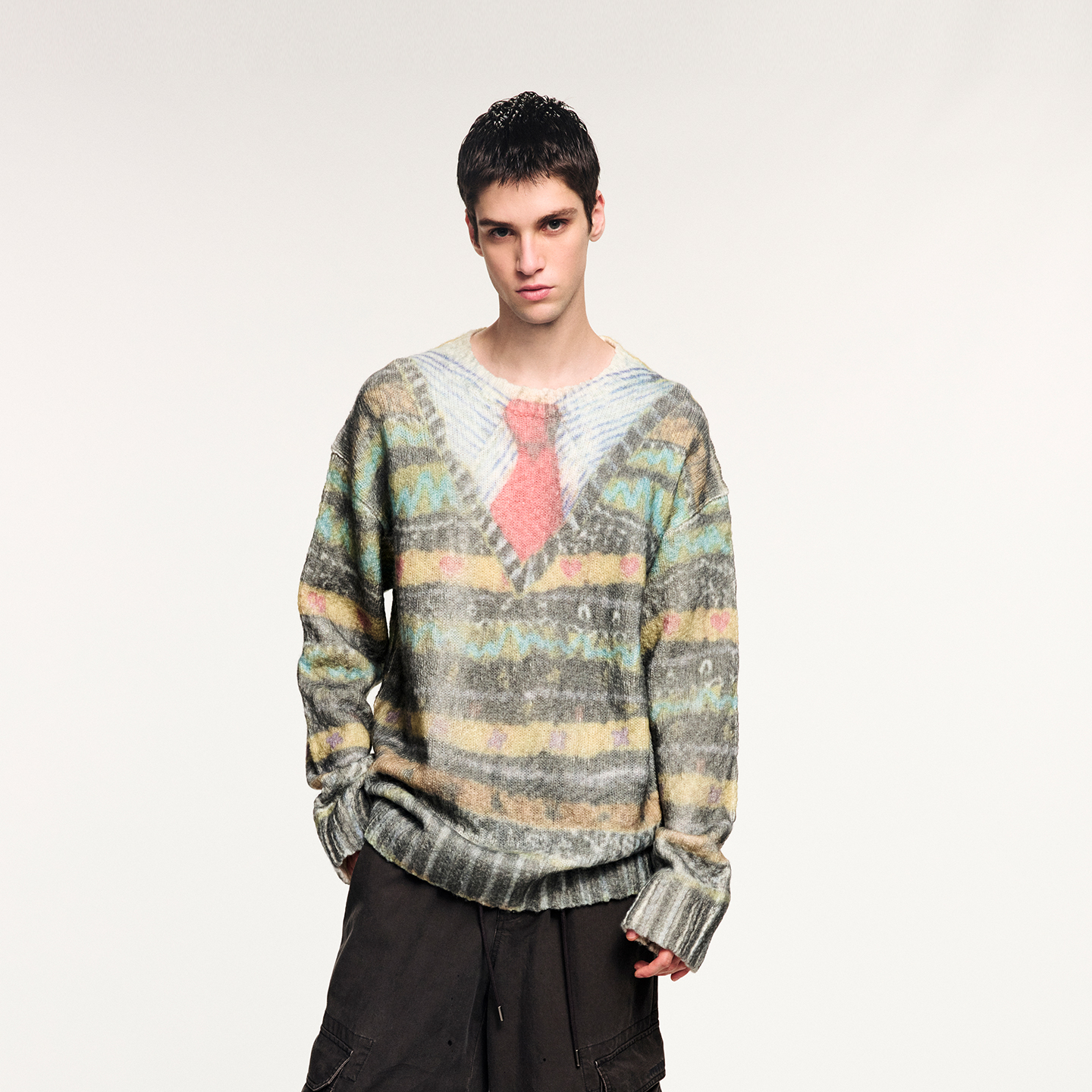 复古毛衣印花套头毛衫