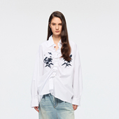 UOOYAA 「魔法花园」花丛飞鸟钉珠刺绣抽绳衬衫 乌丫2026春季 新款