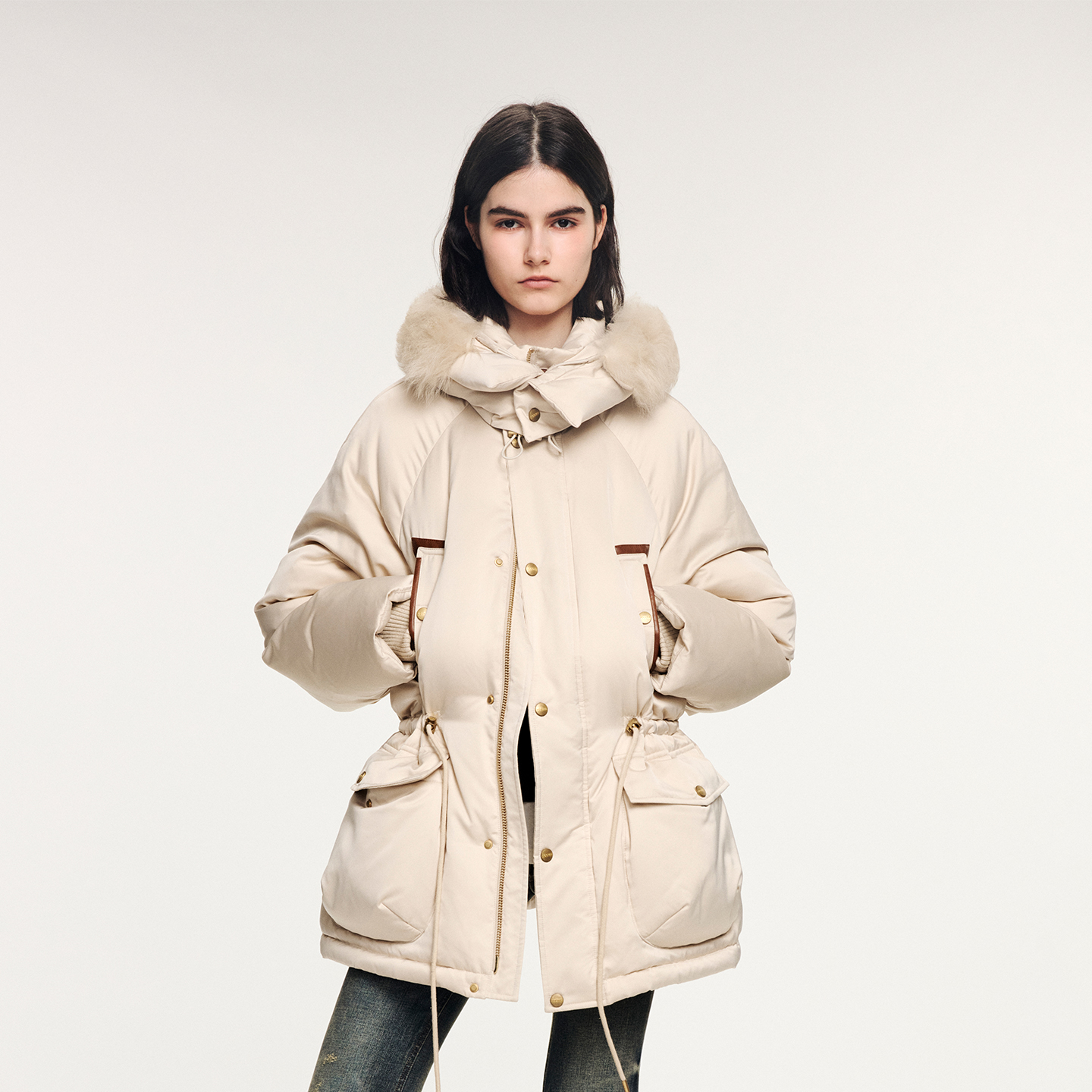 UOOYAA/乌丫羊毛领派克羽绒服