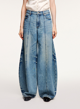 UOOYAA/乌丫2025冬季新款「奇幻都市」烫钻气球牛仔裤