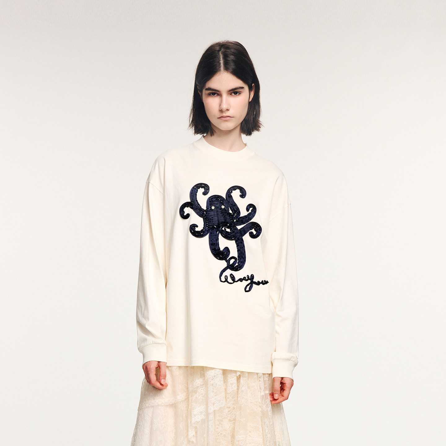 UOOYAA/乌丫2025冬季新款「奇幻海底」章鱼立体盘带绣T恤,女装/女士精品,T恤,淘宝优惠券,粉丝福利购,淘宝优惠卷