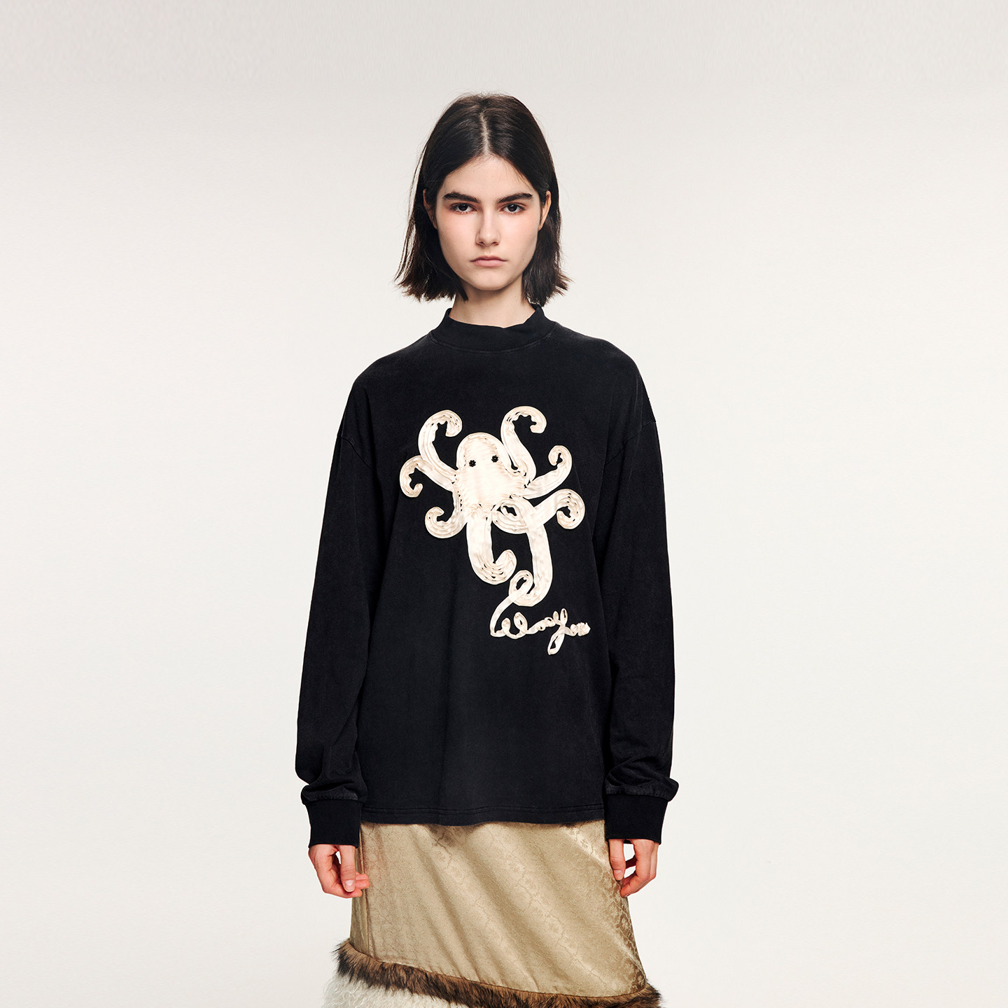 UOOYAA/乌丫2025冬季新款「奇幻海底」章鱼立体盘带绣T恤,女装/女士精品,T恤,淘宝优惠券,粉丝福利购,淘宝优惠卷