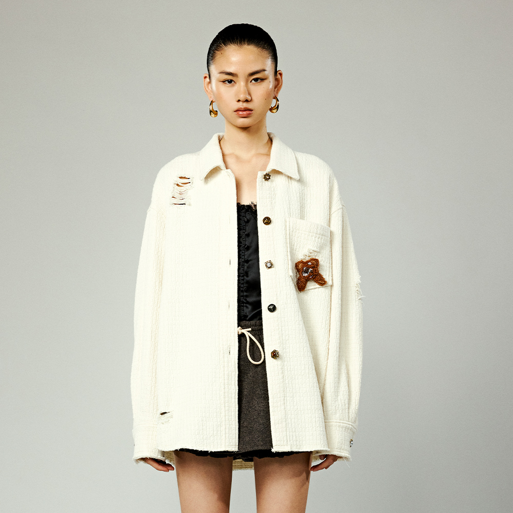 UOOYAA/乌丫「天真的岁月」系列小熊玩偶粗花呢外套