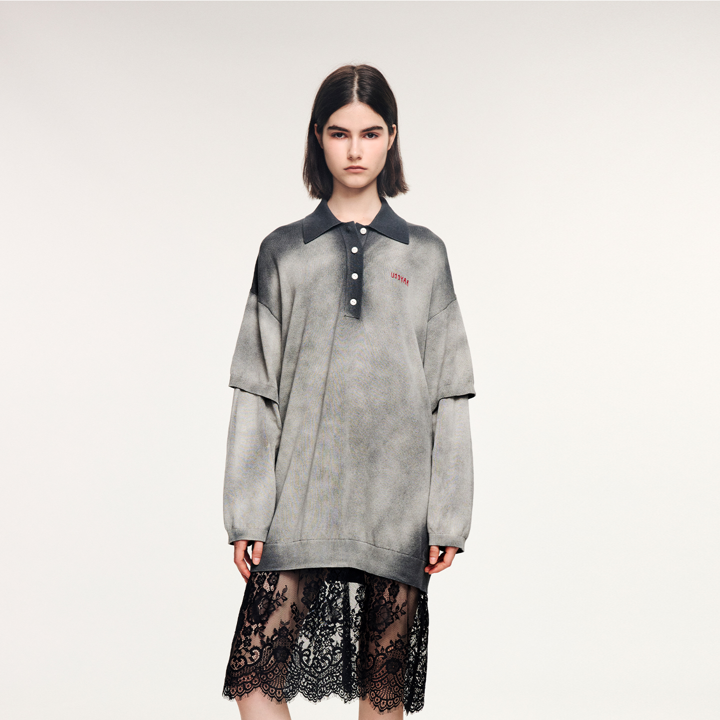 UOOYAA复古POLO领毛衫连衣裙