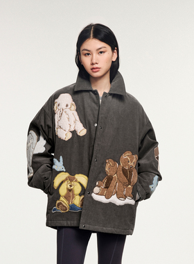 UOOYAA/乌丫2025冬季新款「奇幻精灵」立体贴布刺绣棉服