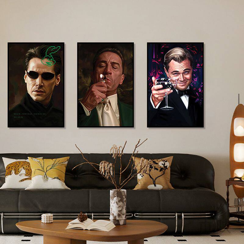 欧美经典电影明星装饰画私人影院工作室壁画美式工业风雪茄吧挂画