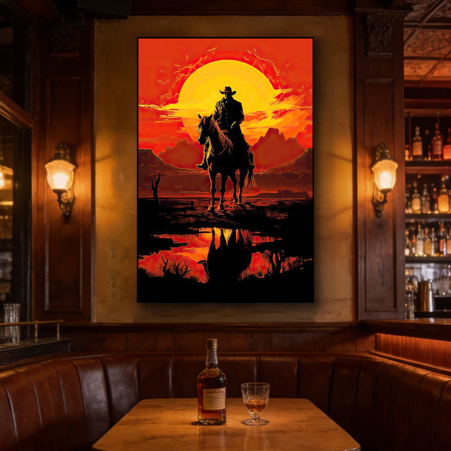 美式酒吧工业风海报挂画酒馆清吧复古西部牛仔装饰画威士忌壁画