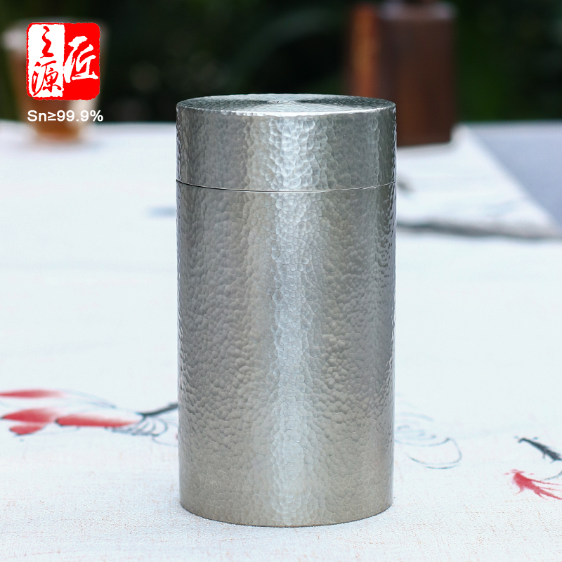 直筒锤纹200克300克个旧锡罐锡茶叶罐手工锡器中号密封四两铁观音