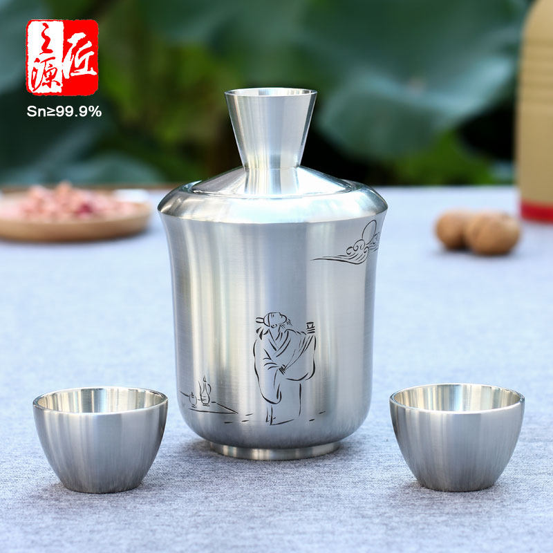 个旧手工纯锡家用酒具温酒烫酒壶