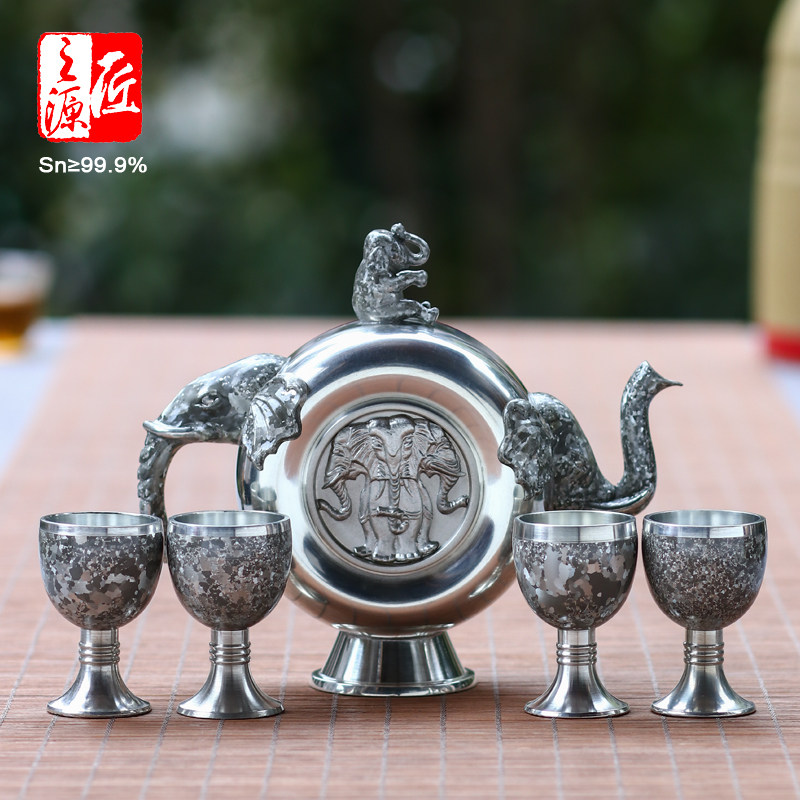 匠之源纯锡制品万象奇妙壶酒具套装锡壶白酒酒壶酒杯酒具手工制