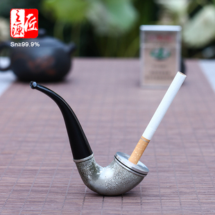 优惠 礼物送男友 纯锡男士 实木手工烟丝烟具烟斗 Q5A 弯式 清库