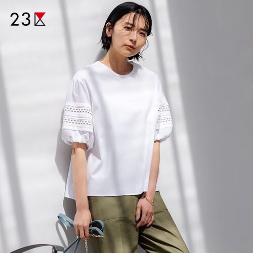 纯棉圆领灯笼短袖针织衫商场同款