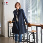 风衣腰带长外套商场同款 23区日系春季 通勤直筒棉混纺双排扣中长款