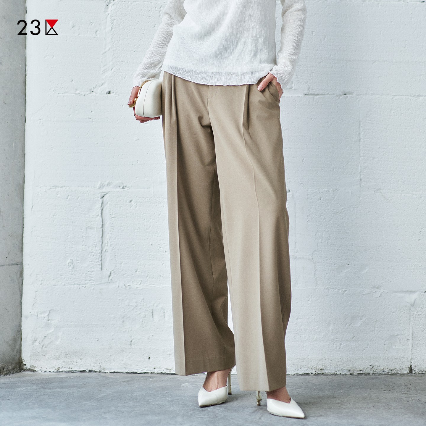 羊毛混纺直筒阔腿休闲裤商场同款
