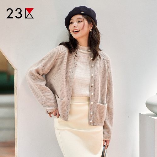 山羊绒圆领针织毛衣开衫商场同款