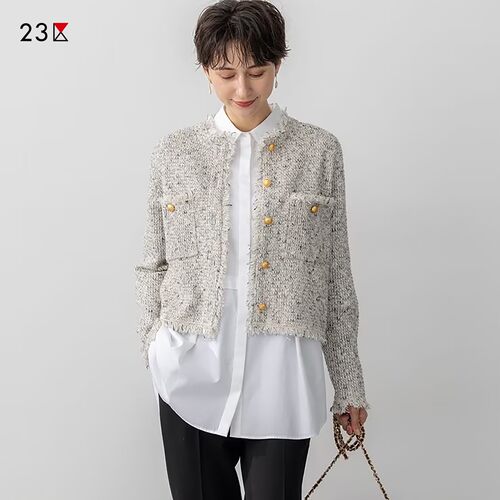 棉桑蚕丝混针织毛衣开衫商场同款