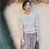 通勤棉混纺圆领中袖 针织开衫 前后二穿编织衫 23区日系秋季 商场同款