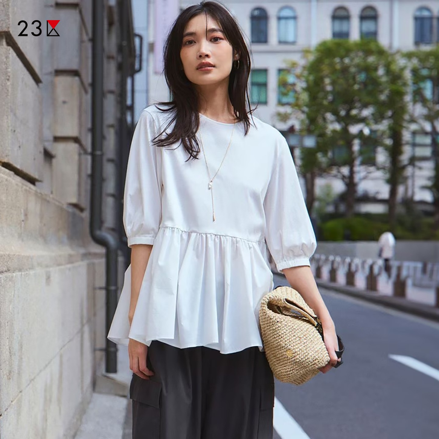 棉混纺拼接圆领短袖T恤商场同款