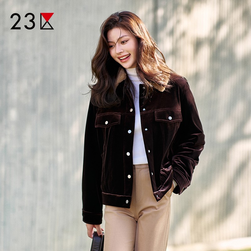 混纺毛领夹棉夹克厚外套商场同款