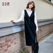 23区日系春季 通勤纯羊毛套头直筒背心连衣裙过膝连身裙商场同款