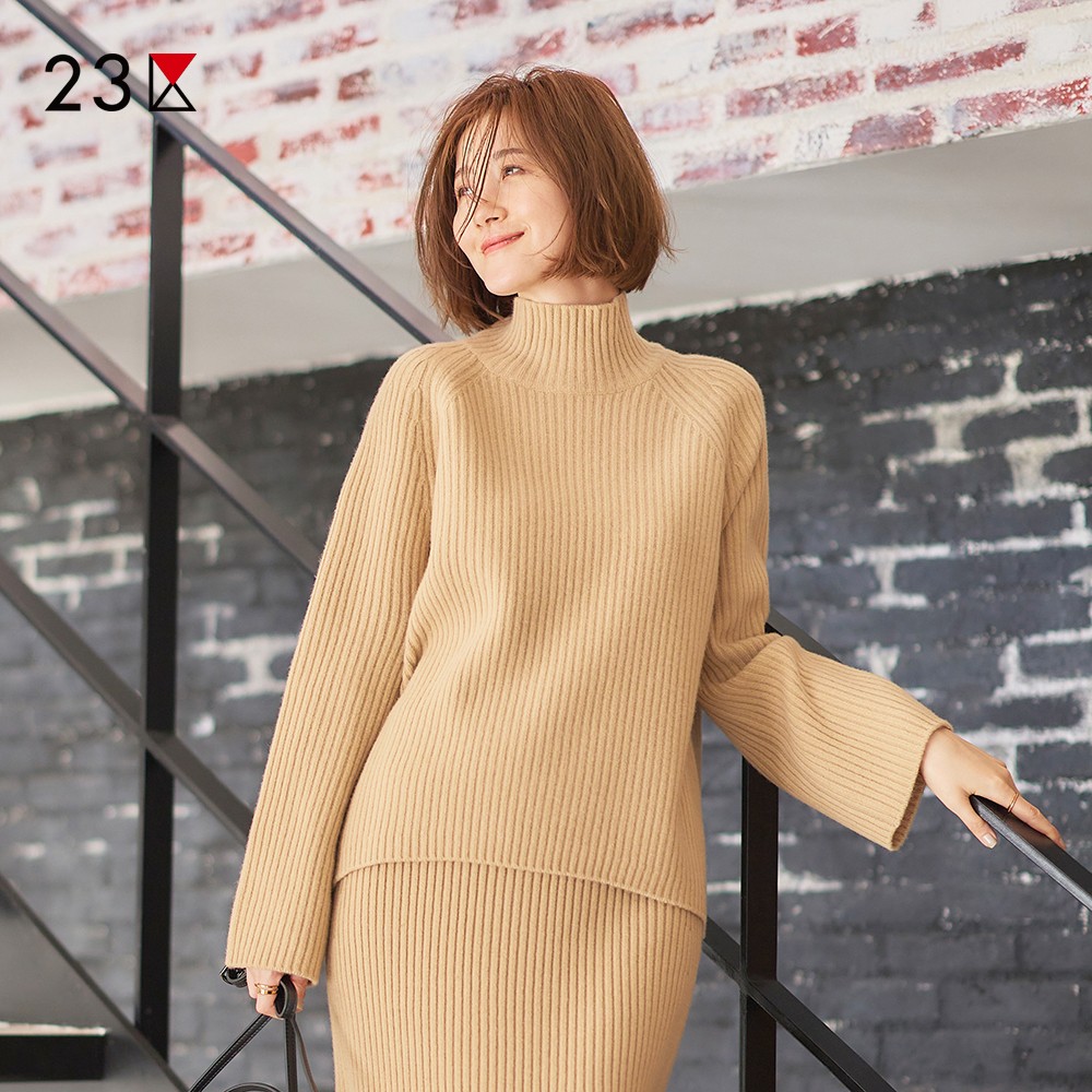 羊毛羊绒混高领针织毛衣商场同款