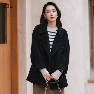 23区日系秋冬季通勤宽松羊毛羊绒混纺大衣毛呢外套上衣商场同款