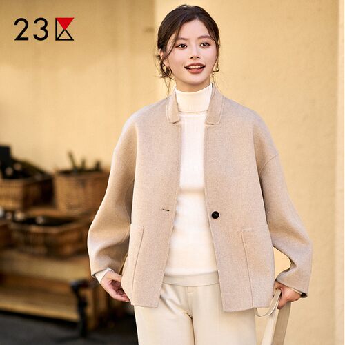 绵羊毛羊绒混纺毛呢外套商场同款