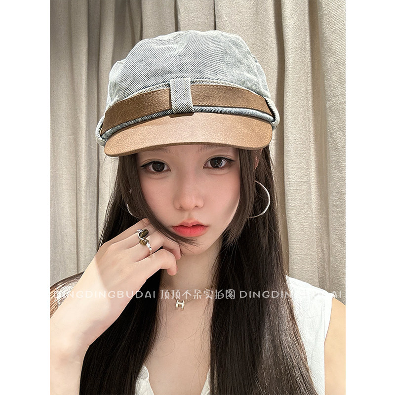 【牛仔平顶帽】时髦复古牛仔前进帽街头休闲百搭贝雷帽鸭舌帽女