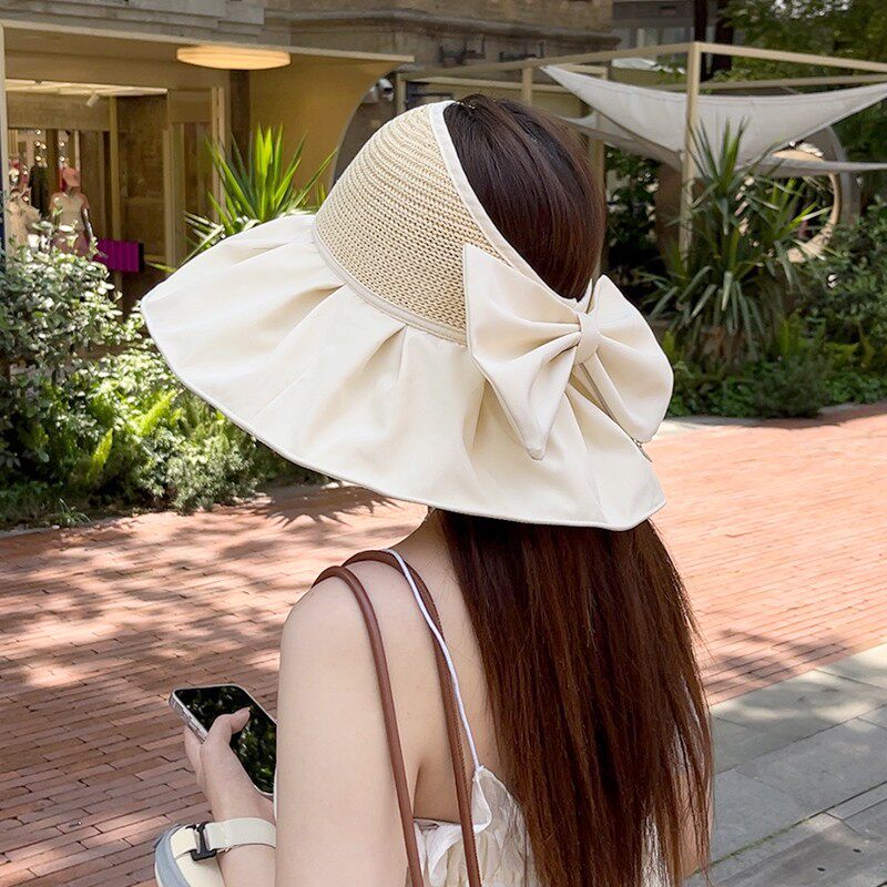 Dorain/朵澜半空顶彩胶防晒帽子大檐遮阳防紫外线太阳帽遮脸夏季