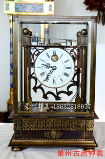 钢珠重力 座钟 纯铜机械 发条上弦 仿故宫古董 法国玻璃罩 压力钟