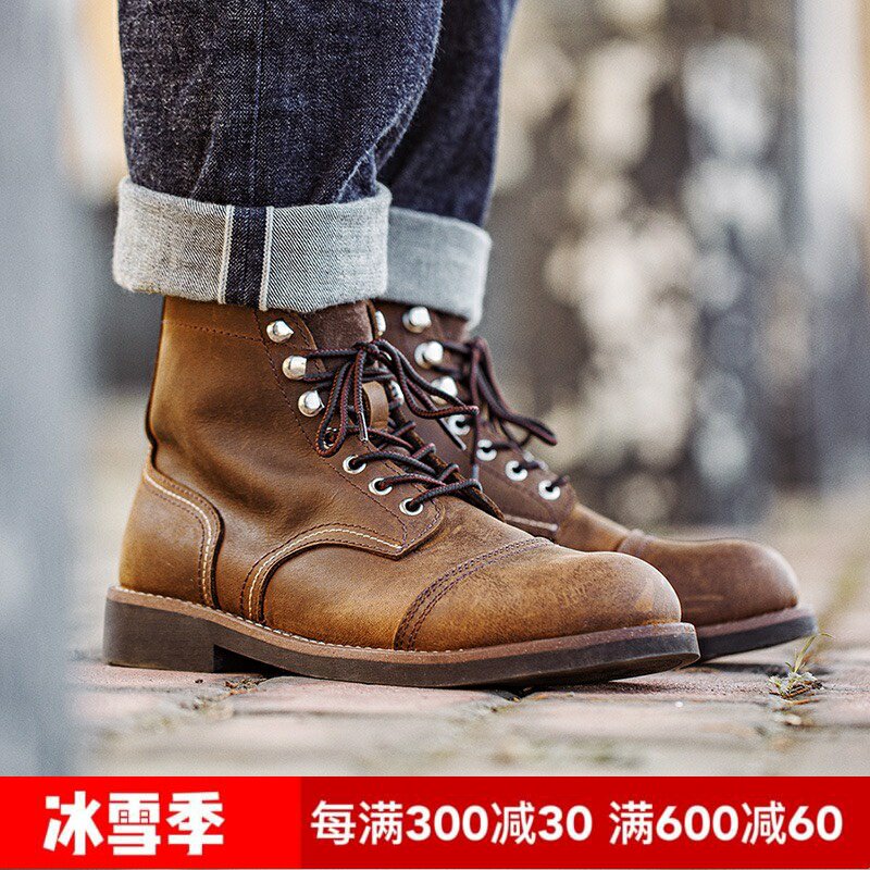 MADDEN WORKWEAR 아메리칸 레트로 8111 워크 부츠 남성 신발 가죽 낙하산 부츠 빈티지 오토바이 부츠 마틴 부츠