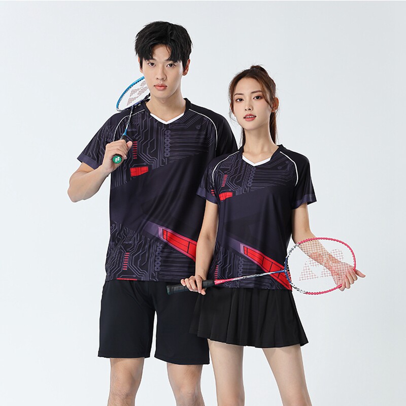 2025韩版大赛服快干半袖羽毛球服男乒乓比赛训练上衣女款网球裙裤