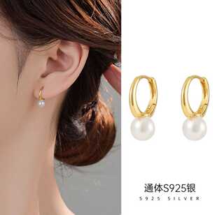 马凡舒同款复古珍珠耳环女轻奢高级感法式耳扣2024年新款爆款耳饰