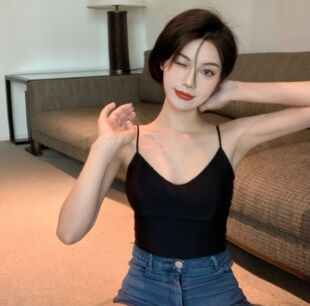 夏季145cm小个子无痕韩版修身冰丝矮个子透气带罩杯吊带背心XXS码