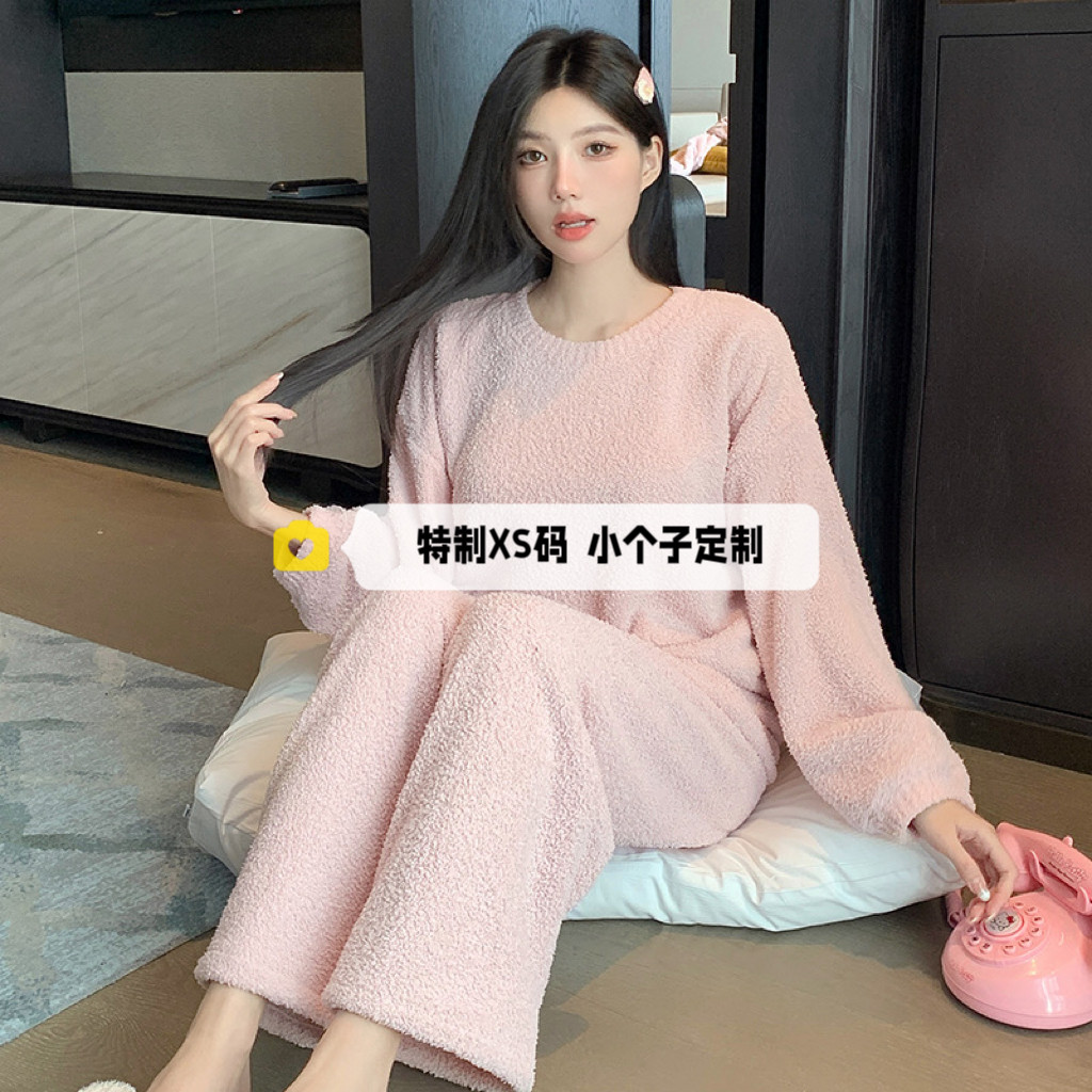 秋冬半边绒睡衣女150小个子加厚