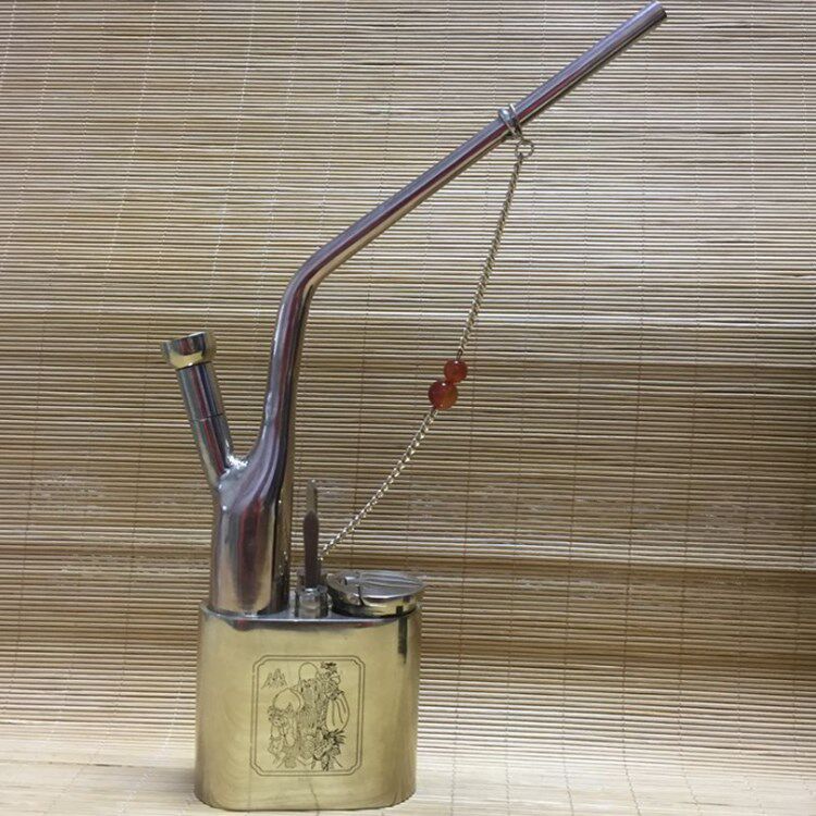 金泰高档纯白铜水烟斗老式复古水烟壶水烟袋水烟筒烟嘴两用型全套