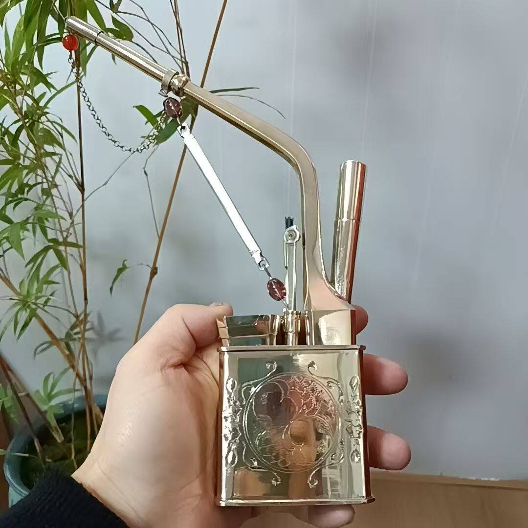 甘肃兰州一口香纯铜水烟袋锅复古老式水过滤烟壶烟斗水烟瓶烟枪嘴