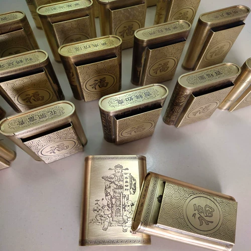 Латунный портсигар ручной работы, портативная латунная банка для хранения, увеличенная толщина